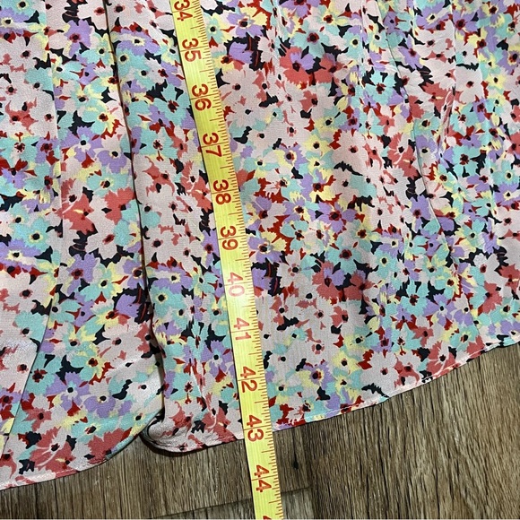 Rebecca Taylor Dress Size 12 Silk Floral Wrap Over Flutter Sleeves Preowned - Picture 6 of 12